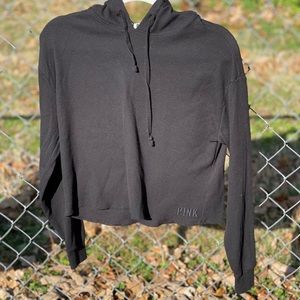 Victorias Secret Pink Cropped Waffle Long Sleeve Hooded Top Size XS